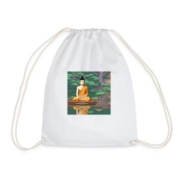 Cartoon buddha statue art - Drawstring Bag - white - Front