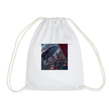 Whale floating in the city - Drawstring Bag - white - Front