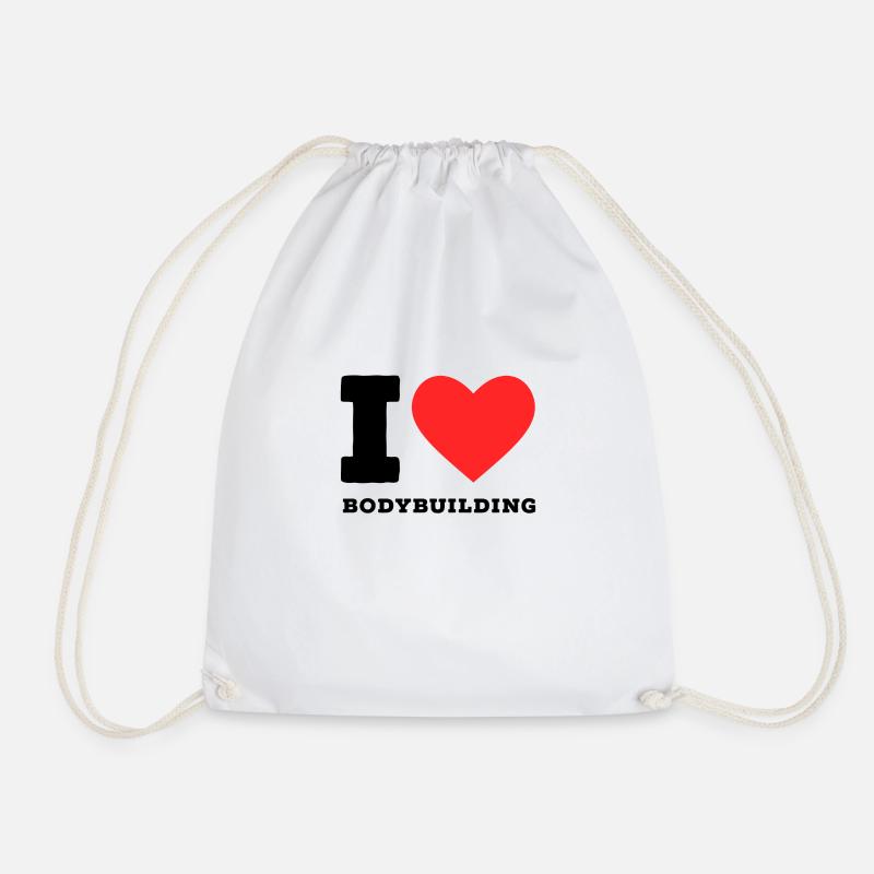 I love bodybuilding - Drawstring Bag - white