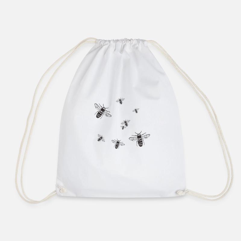 Bees - Drawstring Bag - white