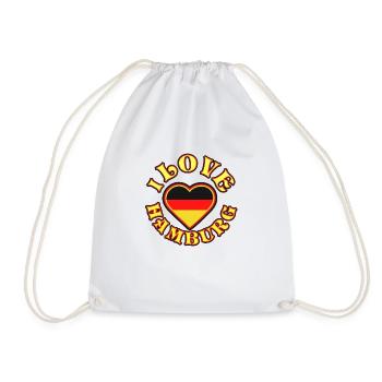 I love Hamburg, Germany Flag, T-Shirt - Drawstring Bag - white - Front