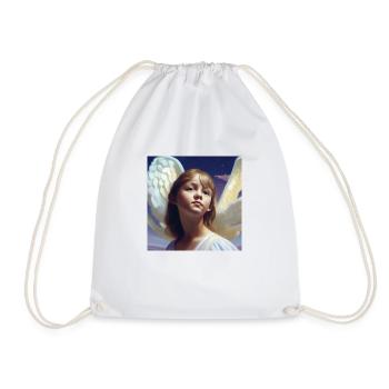 little girl angel - Drawstring Bag - white - Front