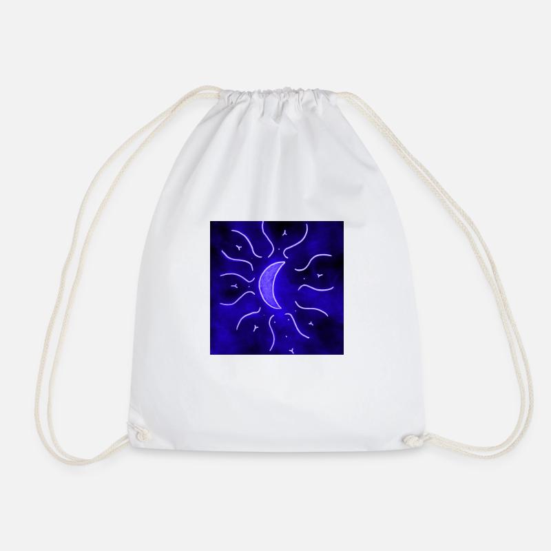 ELECTRIC MANDALA MOON - Drawstring Bag - white