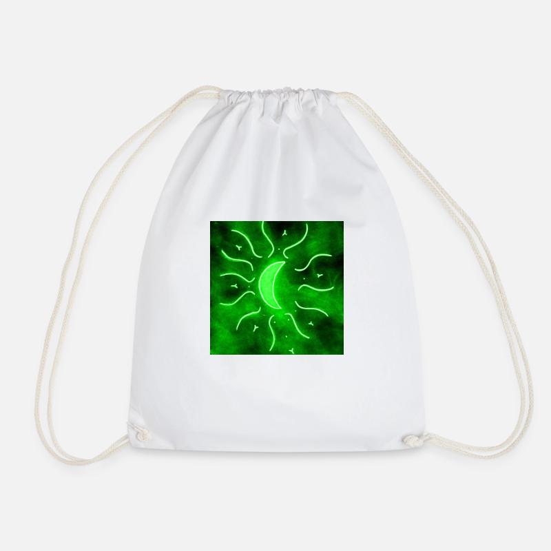 GREEN MANDALA MOON - Drawstring Bag - white