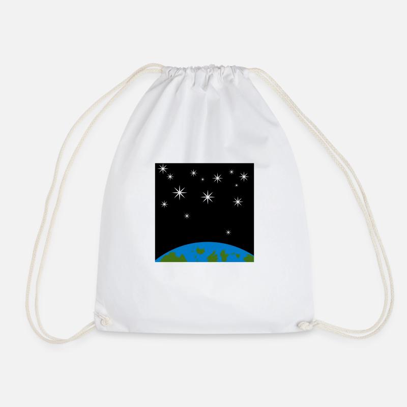 Earth and Stars - Drawstring Bag - white