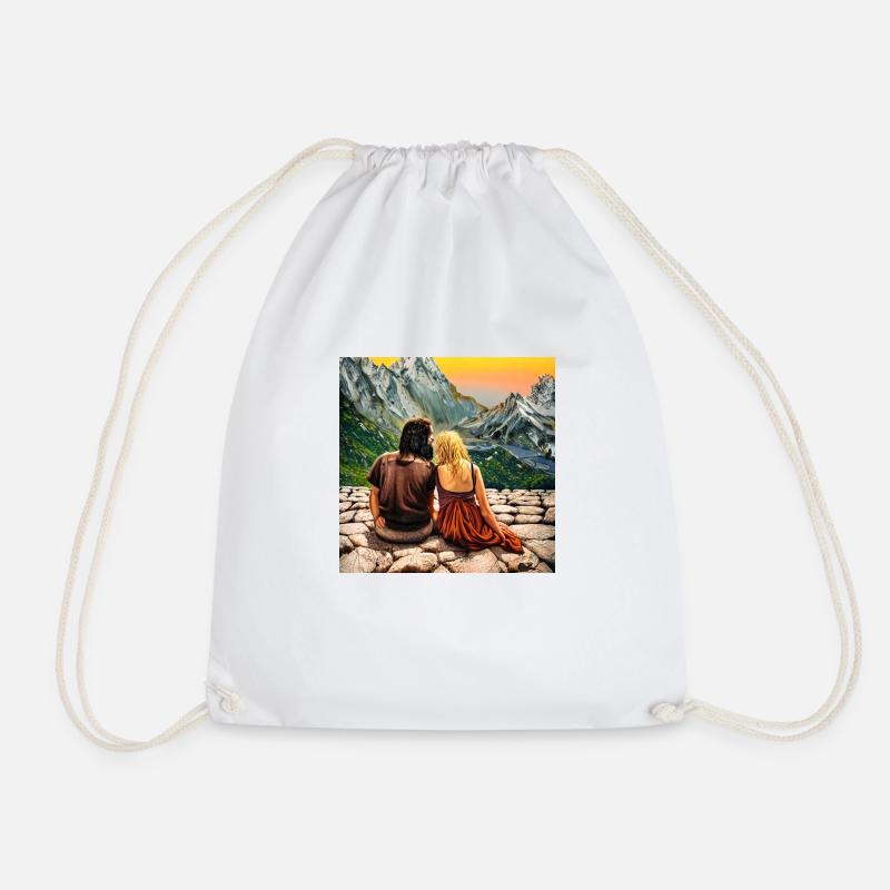 Mountain Romance - Drawstring Bag - white