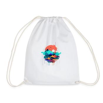 minimal nature, colorfull t-shirt - Drawstring Bag - white - Front