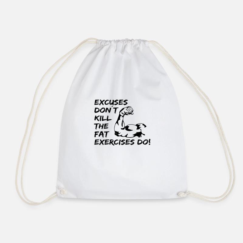 Saying for strength athletes bodybuilders - Drawstring Bag - white
