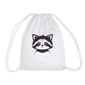Raccoons Cute Cartoon Raccoon 28 - Drawstring Bag - white - Front