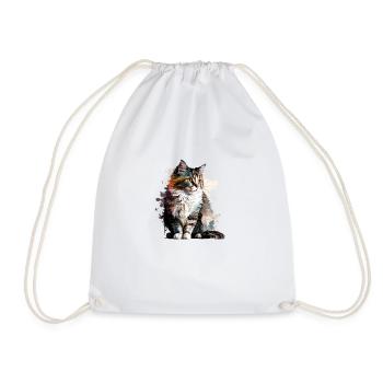 Katze - Turnbeutel - Weiß - Vorne
