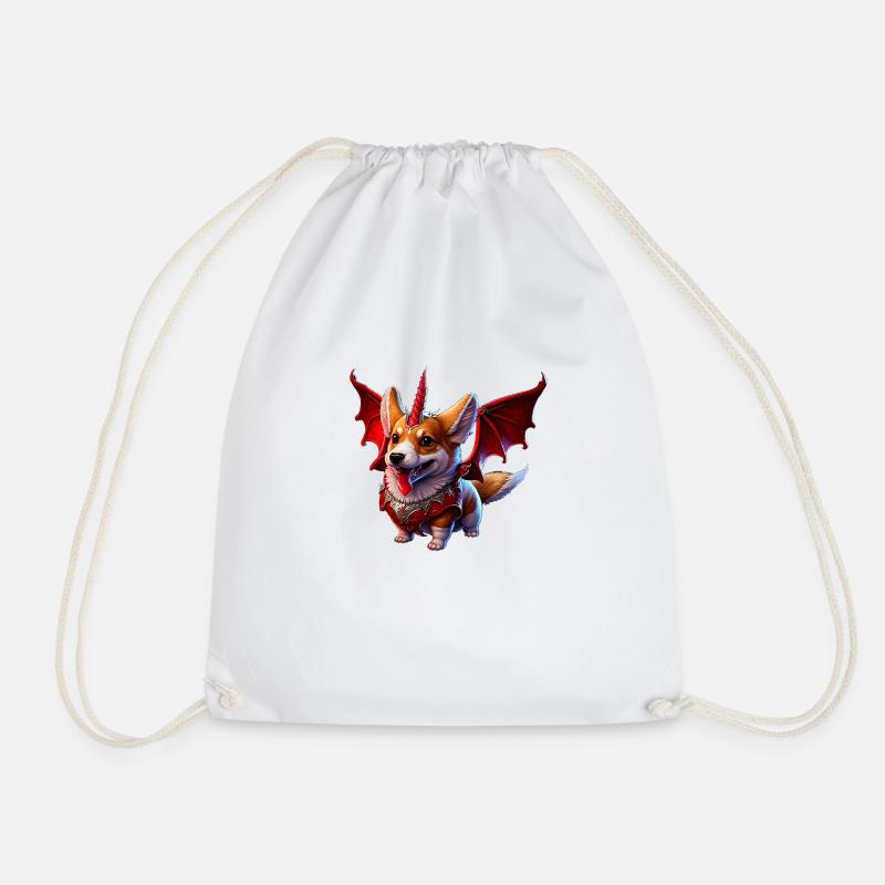 Corgi Drache - Turnbeutel - Weiß