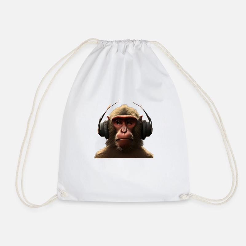 Affe Kopfhörer T-shirt - Turnbeutel - Weiß