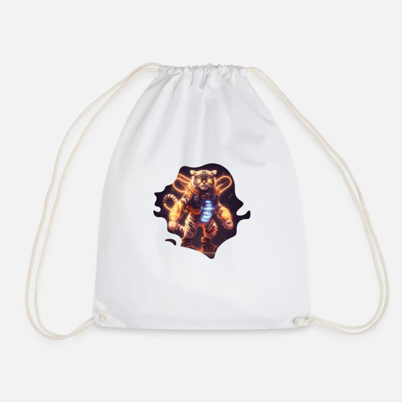 Tiger Mecha Cool zu Cyborg Steampunk Stil - Turnbeutel - Weiß