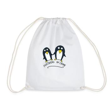 partners in crime, süße Pinguine - Turnbeutel - Weiß - Vorne