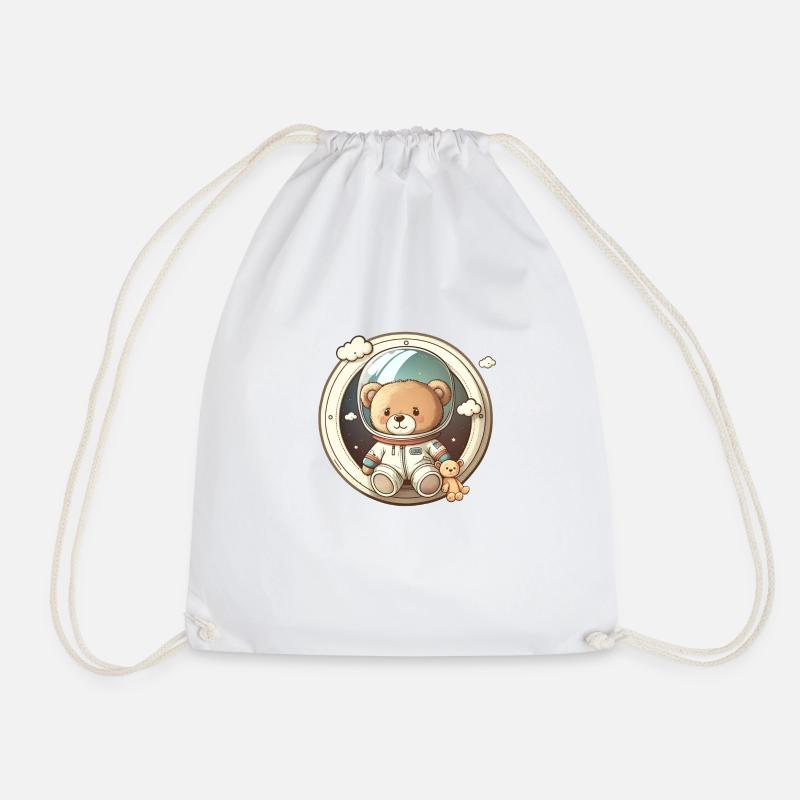 Teddy Bear Astronaut - Drawstring Bag - white