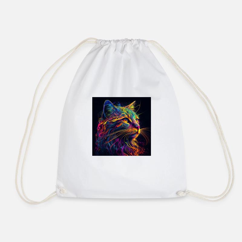 Bunte Katze, farbiges Design - Turnbeutel - Weiß