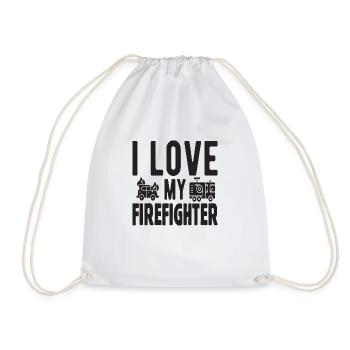 I love my Firefighter - Drawstring Bag - white - Front