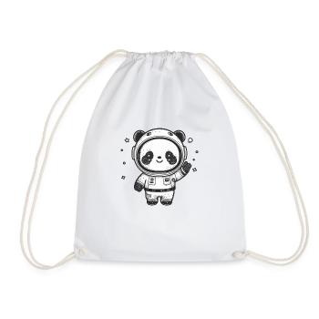 Kawaii Niedlicher Glücklicher Astronaut Panda - Turnbeutel - Weiß - Vorne