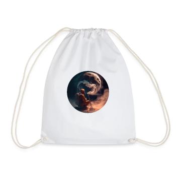 Astronaut smoking on the Moon - Drawstring Bag - white - Front