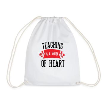Teaching is a Work of Heart - Drawstring Bag - white - Front