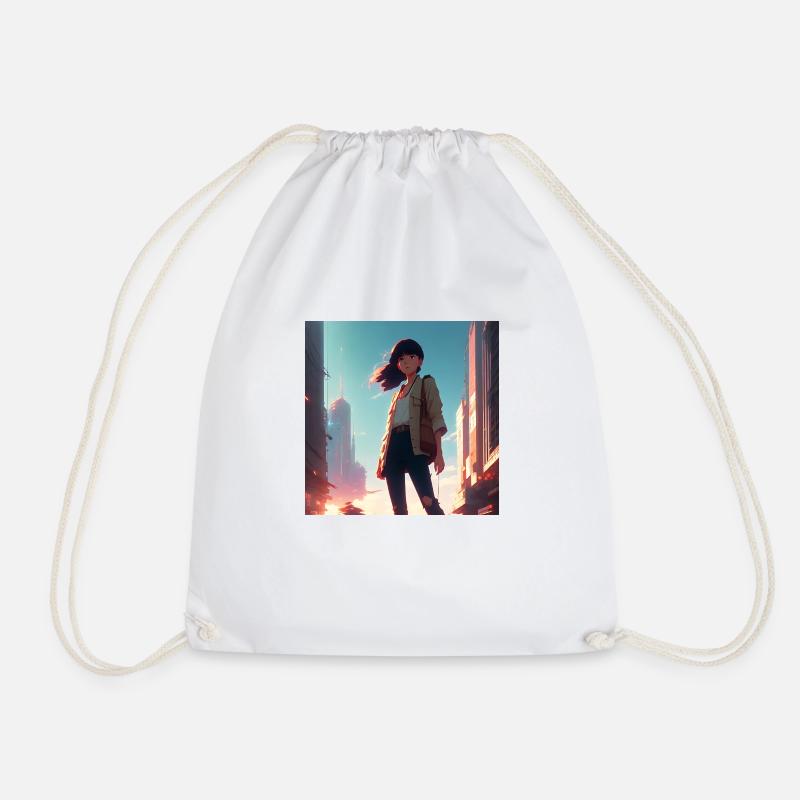 Manga Anime Comic Girl Future paint - Drawstring Bag - white