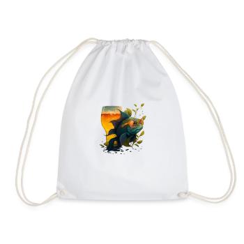 Fish with beer and sunglasses - Drawstring Bag - white - Front