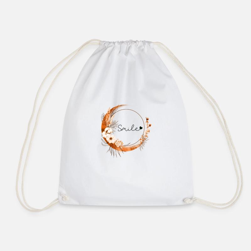 Smile Mandala Heart - Drawstring Bag - white