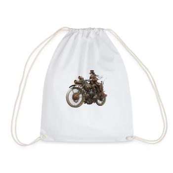 FOX0610 steampunk biker OTTO - Turnbeutel - Weiß - Vorne
