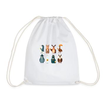 Animals of the forest with beer simple, sweet and funny - Drawstring Bag - white - Front