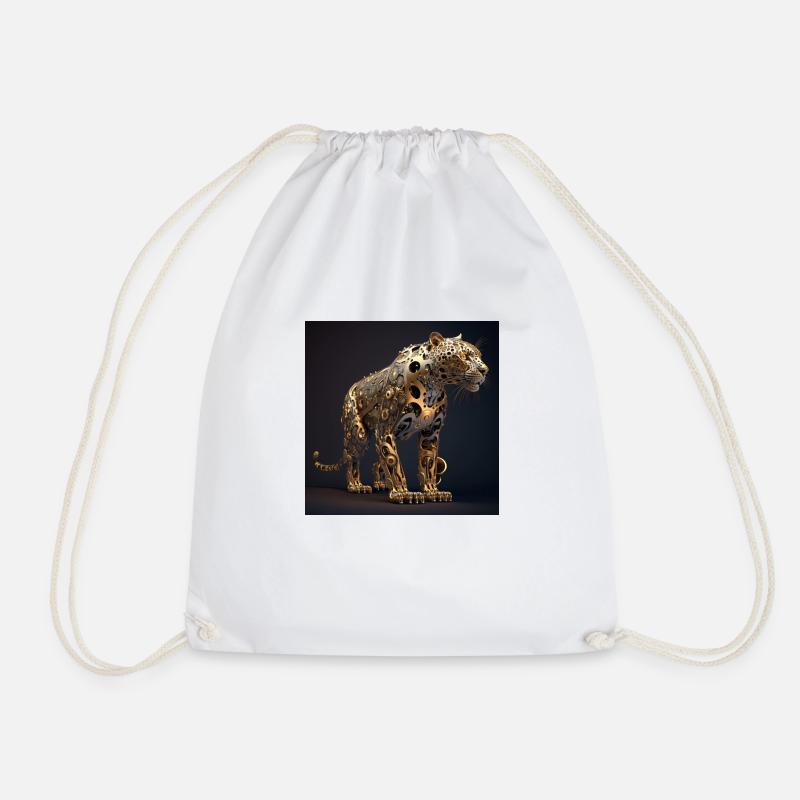 Mechanical eagle, gold, breathtaking art - Drawstring Bag - white