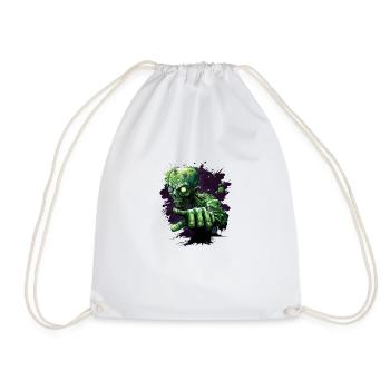 Green zombie - Drawstring Bag - white - Front