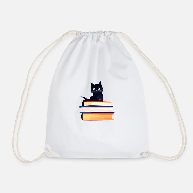 Katze Bücher Kater Buch Lesen Hauskatze Kätzchen - Turnbeutel - Weiß