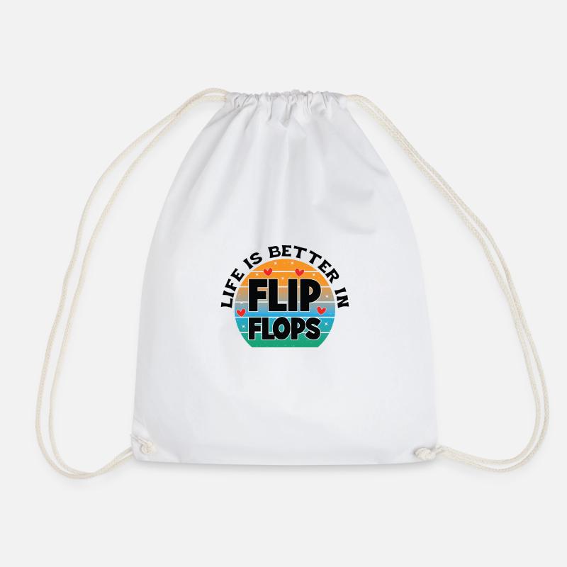 Life Is Better In Flip Flops - Drawstring Bag - white