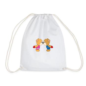 TEDDYS - BÄREN - TEDDYBÄREN - LIEBE - VERLIEBT - Turnbeutel - Weiß - Vorne