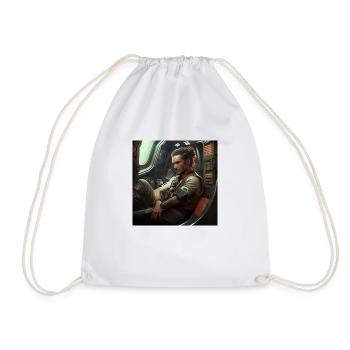 inside spaceship - Drawstring Bag - white - Front