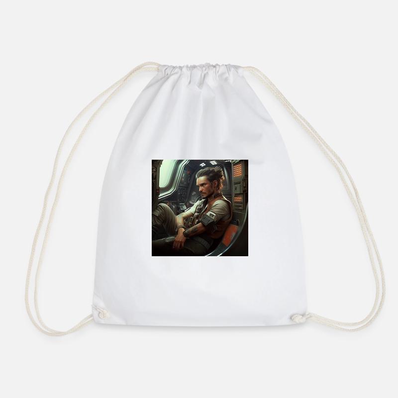 inside spaceship - Drawstring Bag - white