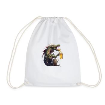 Dragon chinois dangereux avec de la bière - Sac de sport léger - blanc - Devant