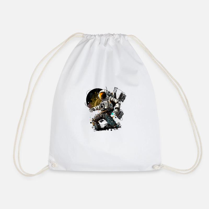 Funky astronaut in space space modern - Drawstring Bag - white