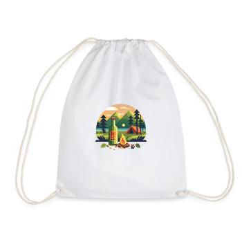 Motif extérieur, camping avec bière et feu de camp - Sac de sport léger - blanc - Devant