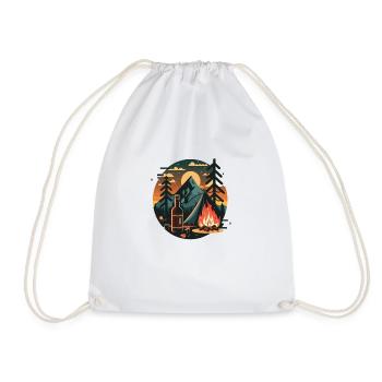 Camping with beer and campfire in nature. - Drawstring Bag - white - Front