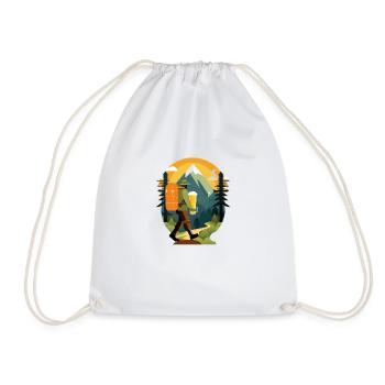 Hikers with beer in nature. Outdoor motif - Drawstring Bag - white - Front