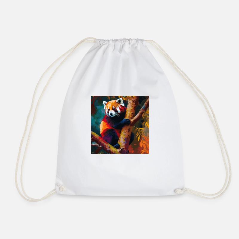Red Panda Lookout - Drawstring Bag - white