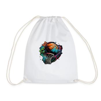 Graffiti de basket-ball coloré - Sac de sport léger - blanc - Devant