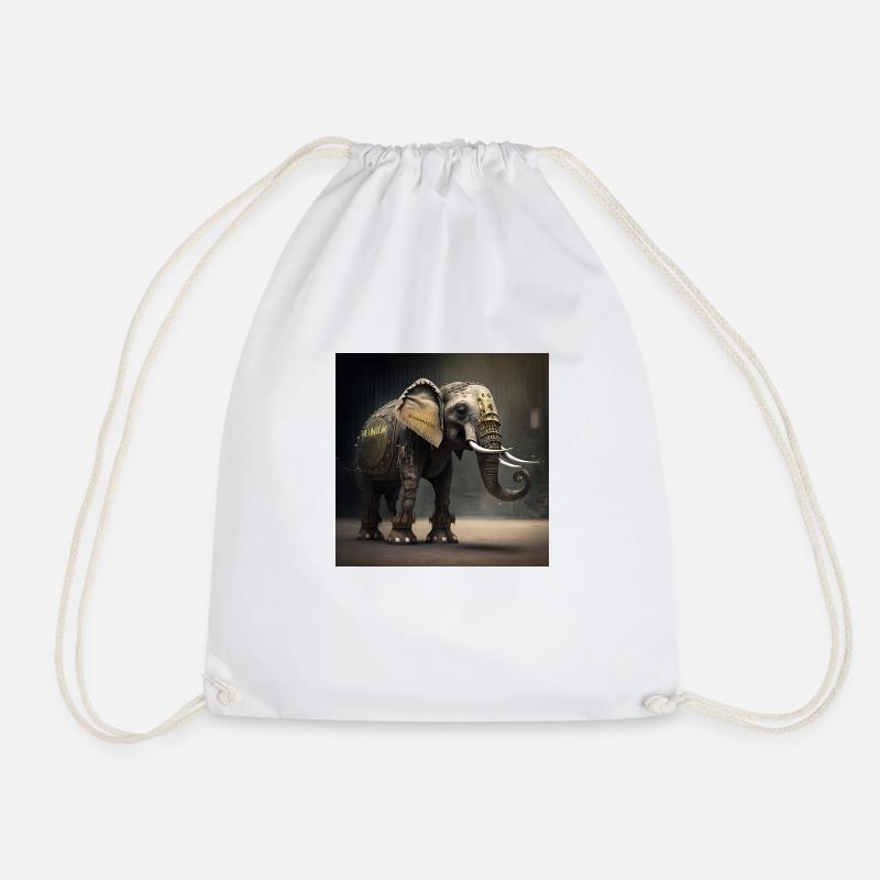 Elephant in Kenya - Drawstring Bag - white