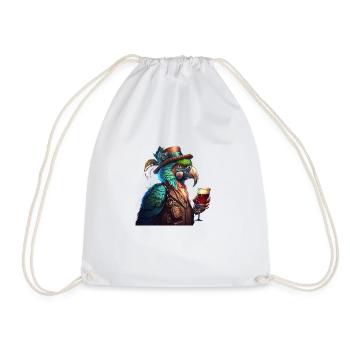 Perroquet cool avec chapeau et bière - Sac de sport léger - blanc - Devant