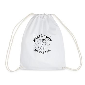 My cat and I dreaming - Drawstring Bag - white - Front