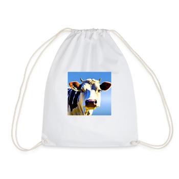 Cow with horns - Drawstring Bag - white - Front