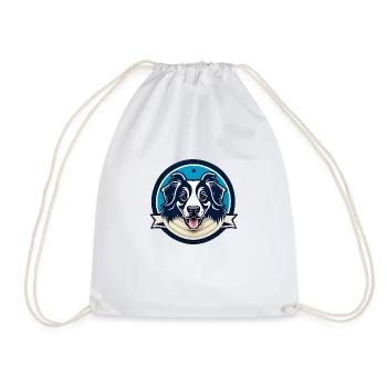 Portrait rond de Border Collie - Sac de sport léger - blanc - Devant