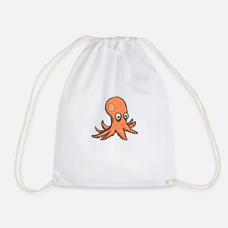 Octopus cartoon - Drawstring Bag - white