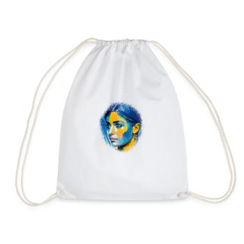 Peinture d’une femme en bleu et jaune - Sac de sport léger - blanc - Devant